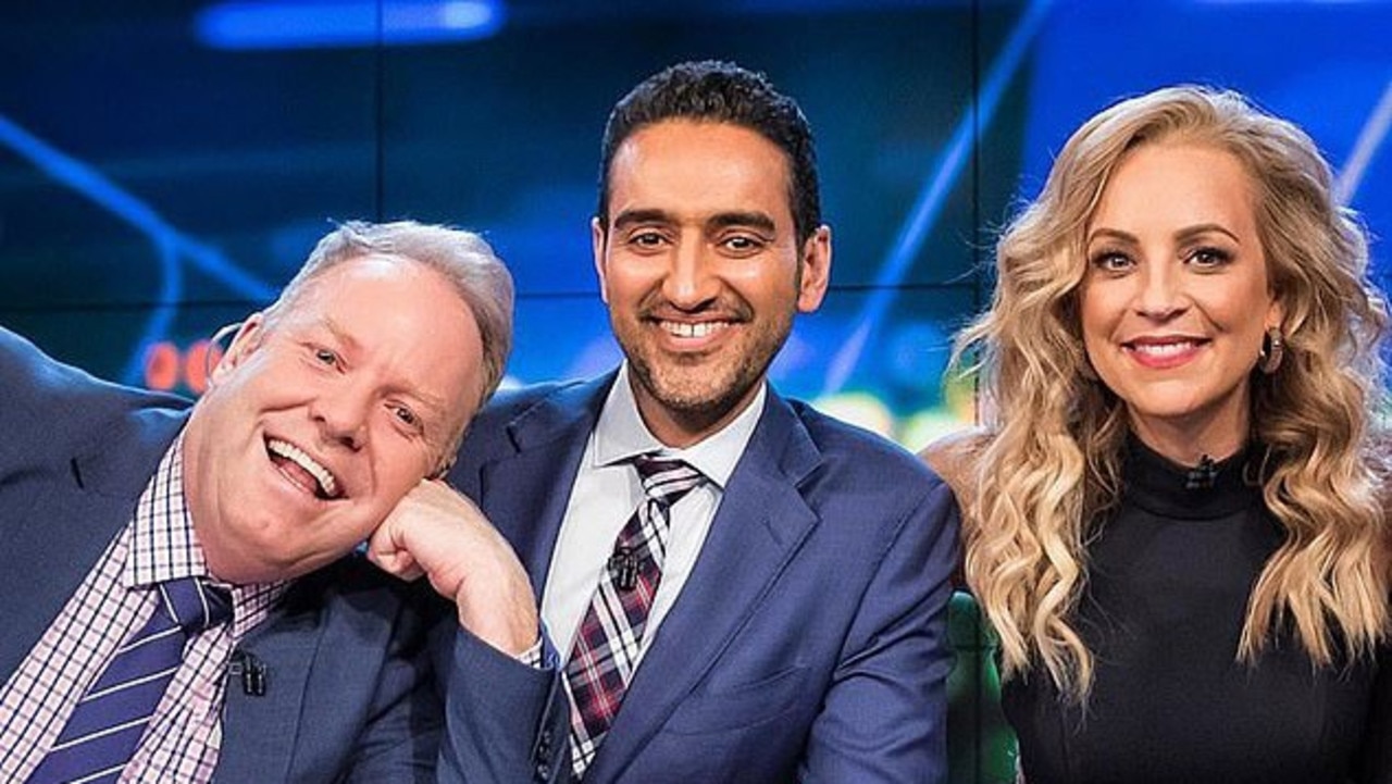 Peter Helliar, Waleed Aly and Carrie Bickmore from The Project.