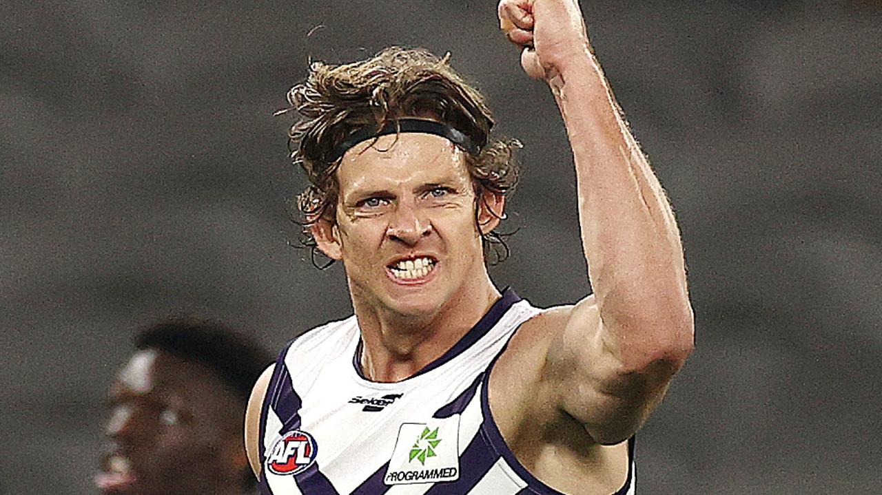 Fremantle legend Nat Fyfe has signed a surprise two-year contract extension to keep him at the Dockers until 2025. Picture: Michael Klein