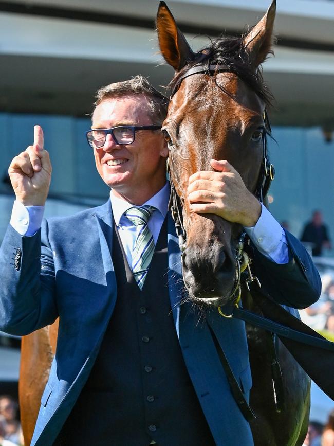 David Vandyke with Alligator Blood after winning the Australian Guineas.