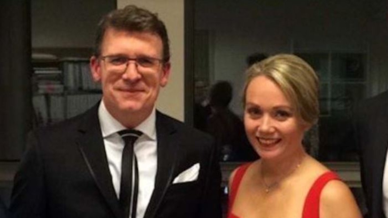 Alan Tudge arrives at the 2017 Mid-Winter Ball with former Liberal staffer Rachelle Miller. Picture: ABC/Four Corners.