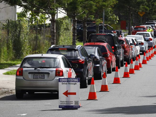 BRISBANE, AUSTRALIA - NewsWire Photos JANUARY 10, 2022: Members of the public line up for Covid testing in at Metroplex in Brisbane. Picture: NCA NewsWire/Tertius Pickard