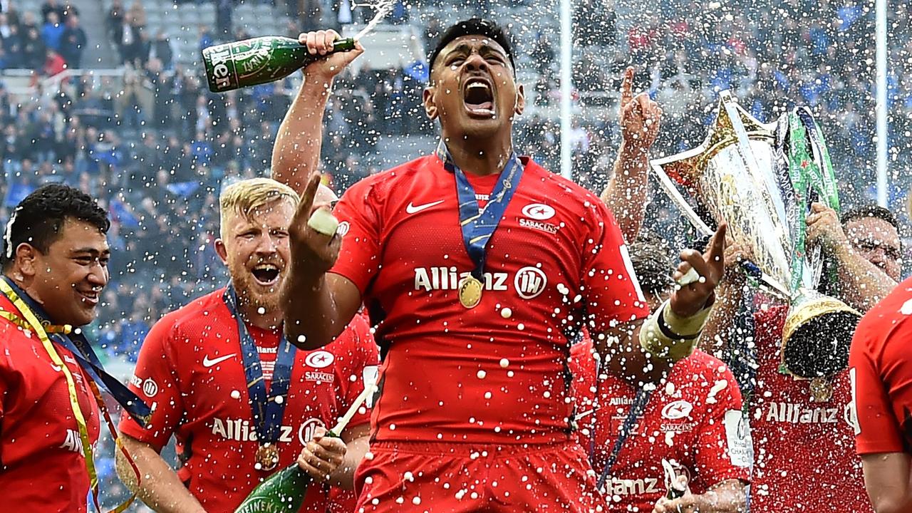Saracens celebrate after the European Rugby Champions Cup final.