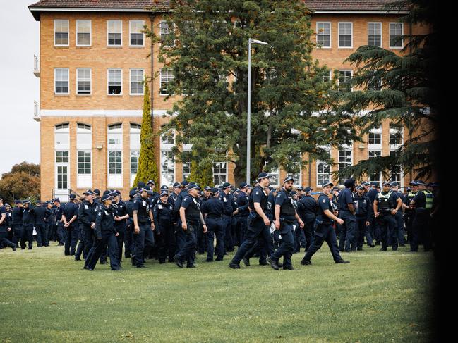 The barrier to entry is being lowered for people wanting to get through to the Victorian Police Academy in Glen Waverley. Picture: Nadir Kinani