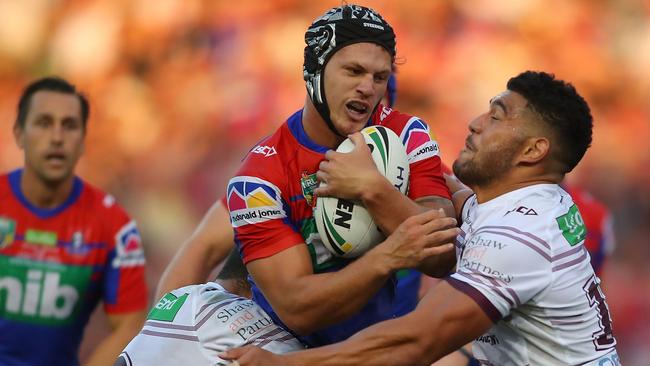 Kalyn Ponga on the charge for the Knights.