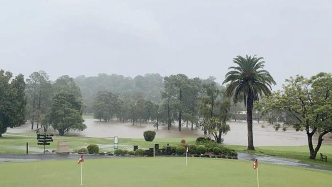 Lismore Workers Golf Club course flooded on February 28, 2022.