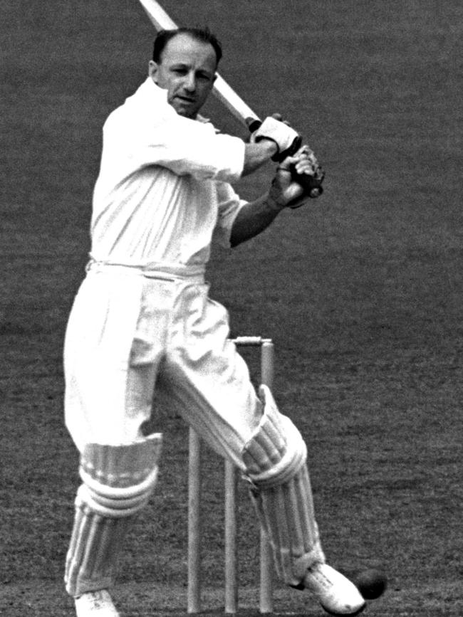 Don Bradman in action late in his career.