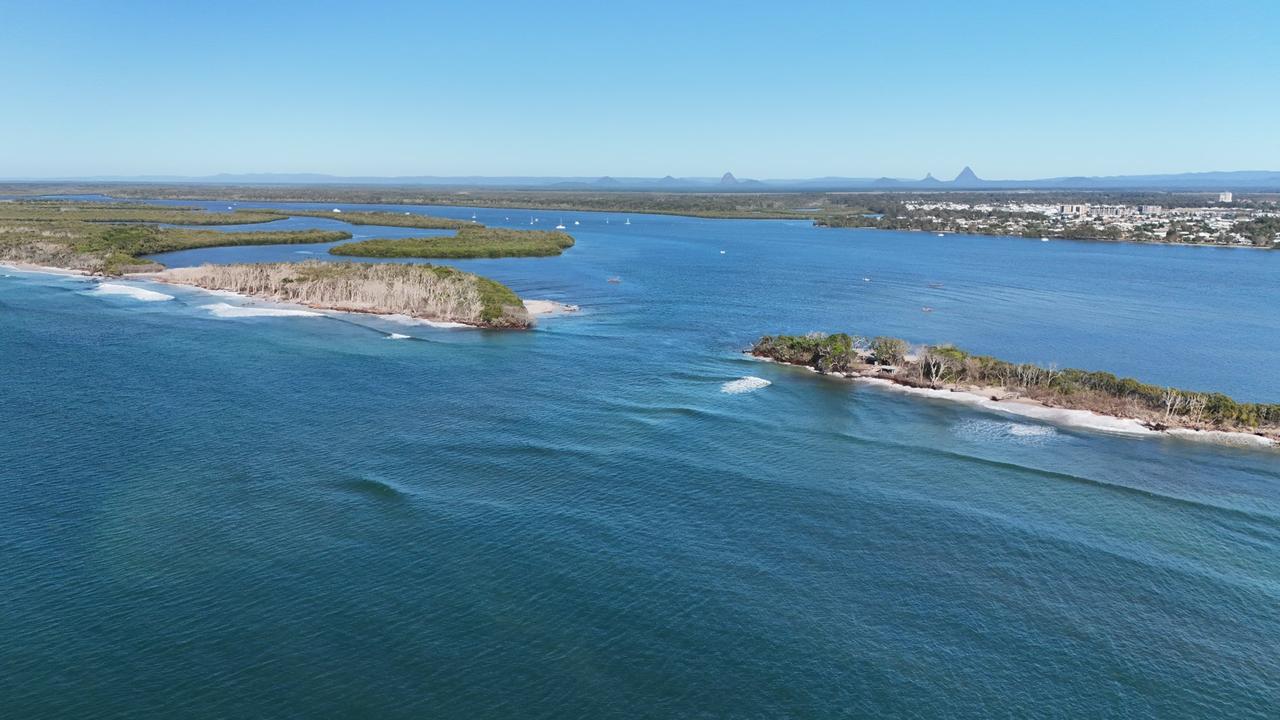 The second Bribie Island breakthrough has increased in size after it formed in the aftermath of Ex-Tropical Cyclone Alfred. Photo: Caloundra Fishing World