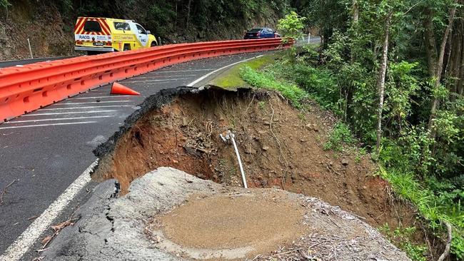 Heavy seasonal rain caused landslides on the Kuranda Range Rd in December, 2023. Picture: Queensland Trucking