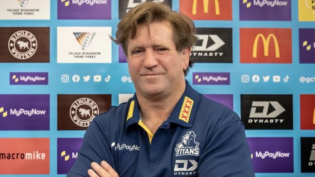 The first photo of Des Hasler in Gold Coast Titans colours. Credit: Supplied.