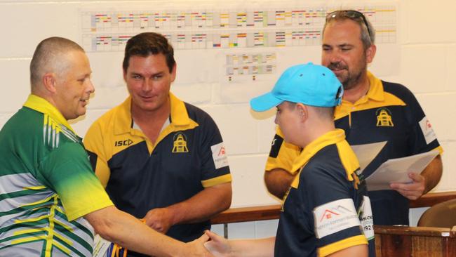 Graeme Bembrick Congratulates Upper Tier Winner Nik Gould. Picture: Supplied