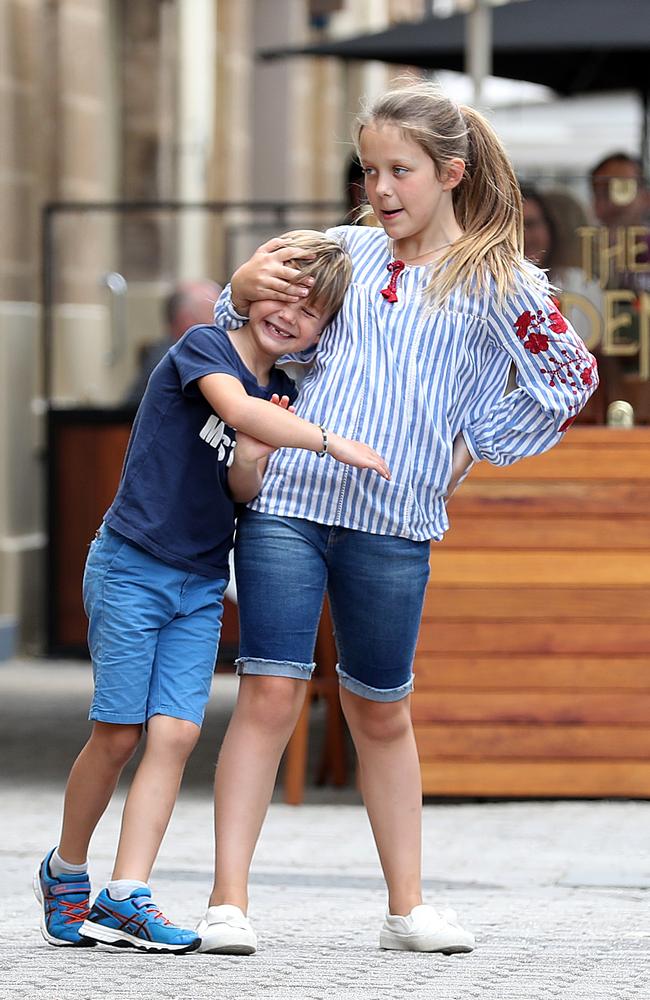 Princess Mary was shopping with her children Prince Vincent and Princess Isabella in Hobart. Picture: Sam Rosewarne.