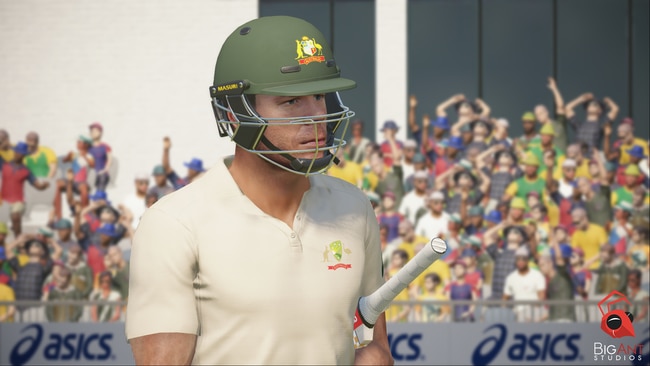David Warner batting in the new Ashes Cricket video game.