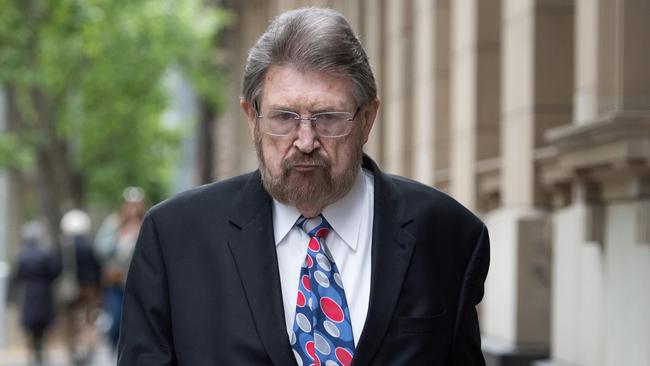 Derryn Hinch leaves the Supreme Court after giving evidence in a child sexual abuse case. Picture: Nicki Connolly