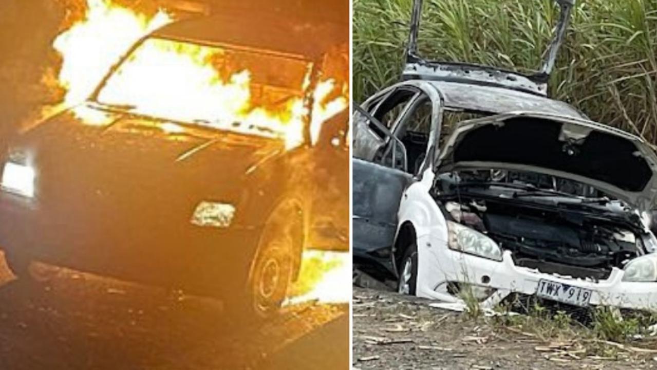 Manhunt in cane fields for two suspected car arsonists