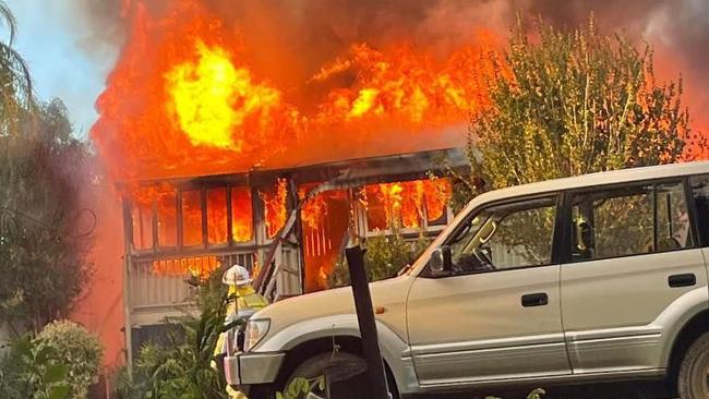 A house was completely gutted by fire in Maryborough on Tuesday afternoon. Picture: Tyler Booth