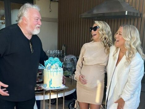 Kyle Sandilands and Tegan Kynaston with godmother-to-be Jackie O Henderson.