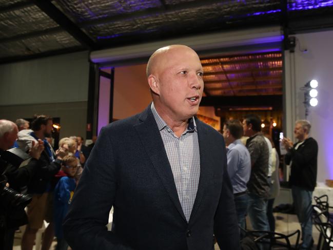 Federal Liberal member for Dickson, Peter Dutton arrives at his party in Brendale. Picture: Zak Simmonds