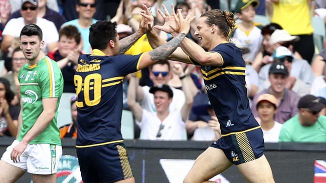 Nat Fyfe was best on ground against Ireland at Adelaide Oval. Picture: Sarah Reed