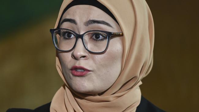 Fatima Payman speaking at Parliament House on Thursday. Picture: Martin Ollman/NewsWire