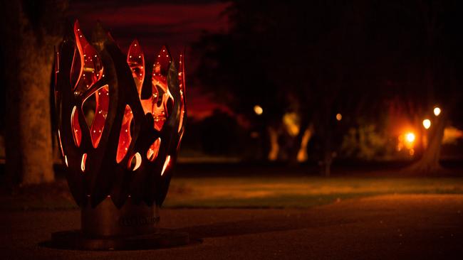 Darwin’s new Eternal Flame was unveiled on The Esplanade on Thursday night. Picture: Che Chorley