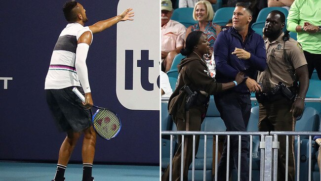 Nick Kyrgios sparked the ire of one spectator in Miami. Picture: Getty Images