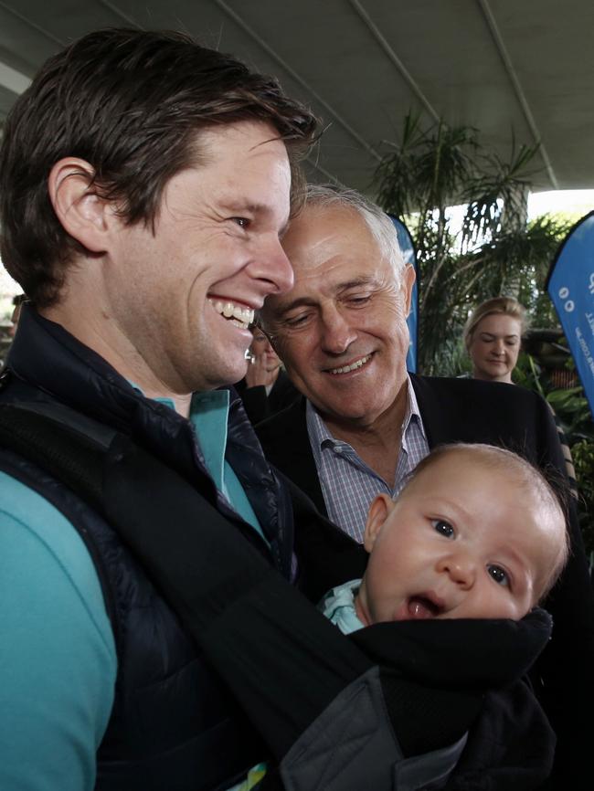 Prime Minister Malcolm Turnbull yesterday visited the farmers’ markets at Wyong racecourse with local member for Dobell, Karen McNamara. Picture: Andrew Meares