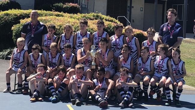 Gympie Cats under-12s winning three premierships in a row. (not in order) Coach Luke Hamilton, team manager Tm Mathison, captain William Davies, Mathew Stegemann, Fred Hamilton, Bryson Cottom, Max Kirsopp, Tye Willis, Cody Mathison, Elliot Nolan, Cohan Lowe, Mitchell Hill, Patrick Bourke, Jason, Ogden, Archie Baltzer, Bailee Green, Flynn Nolan, Aralia Scammell, Tom Stegemann, Jacob Osborne, Jaxon Warren, Dylan Mathison and Copper Creighton.