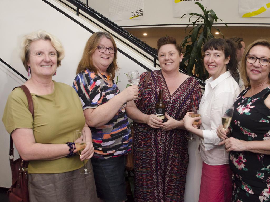 Sue McKenzie, Helen Sheldon, Petina Walsh, Helen Rooney and Sue Fenwick at Renew Adelaide’s annual celebration with its community and business partners at Raj House. Picture: Zezette Lindqvist