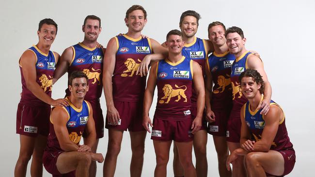 Brisbane Lions leadership group for 2020: Hugh McCluggage, Jarryd Lyons, Darcy Gardiner, Harris Andrews Dayne Zorko (captain), Stefan Martin, Ryan Lester, Lachie Neale and Jarrod Berry. Picture: Adam Head