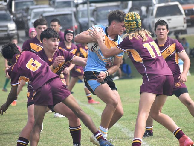 Peninsula versus North West, 14-15 years boys, at the Queensland School Sport rugby league state championships at Marley Brown Oval, Gladstone, on May 17, 2025.