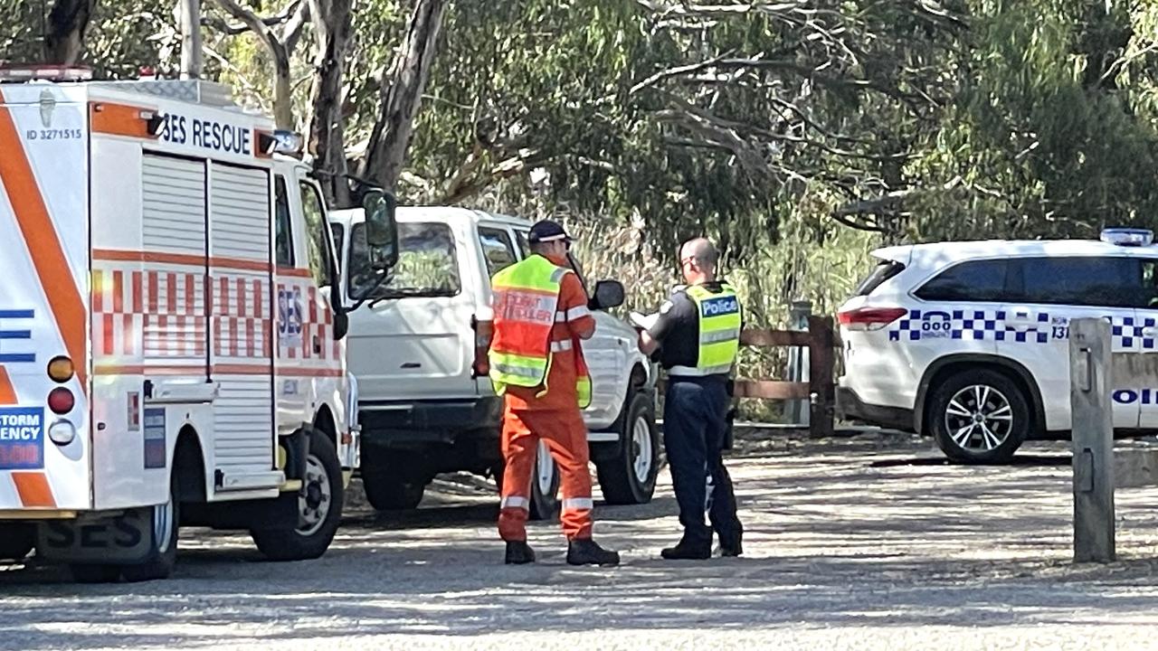 Police and SES on scene at the Barwon River, near Breakwater, to search for a missing 11-year-old girl. Photo Alan Barber