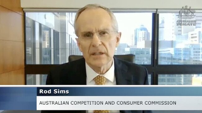 ACCC chair Rod Sims faces the Senate Committee into the proposed news code.