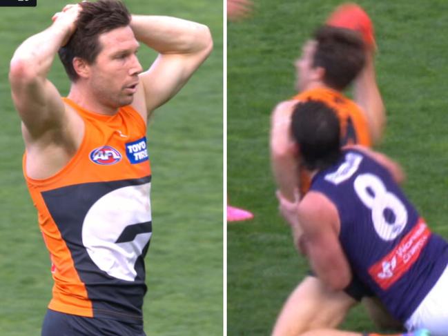 Toby Greene was 'harshly' penalised for holding the ball.