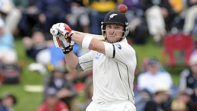 New Zealand’s Brendon McCullum bats in his last innings for his team.