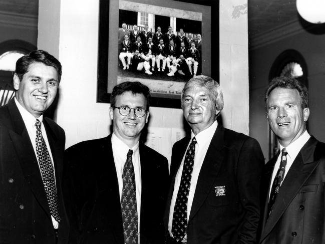 Hadley, Duncan Harvey, Richie Benaud and John Gibbs.