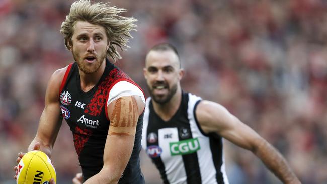 Dyson Heppell’s Bombers hope their Round 23 fixture is a finals dress rehearsal. Pic: AFL Photos