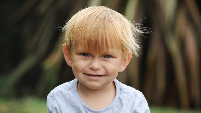 George McNees when he was 3-year-old at home in Howrah, Tasmania. Picture: Fiona Harding