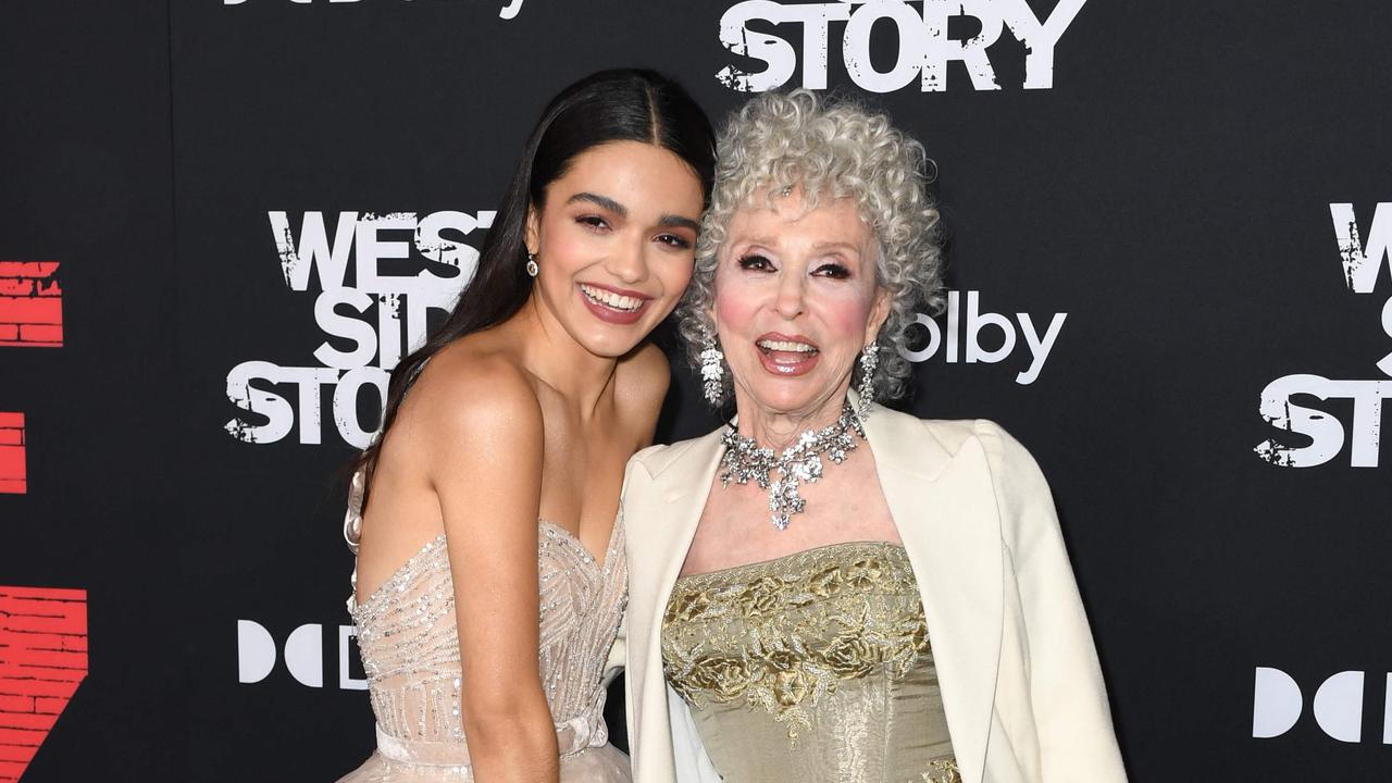 Rachel Zegler and Rita Moreno at the Los Angeles premiere of West Side Story. Picture: AFP