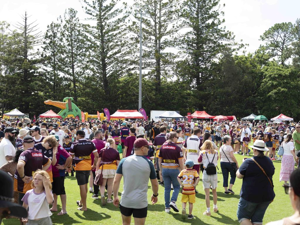 Brisbane Broncos fans at the club’s 2024 fan day at Red Hill. Picture: Grace Kessels