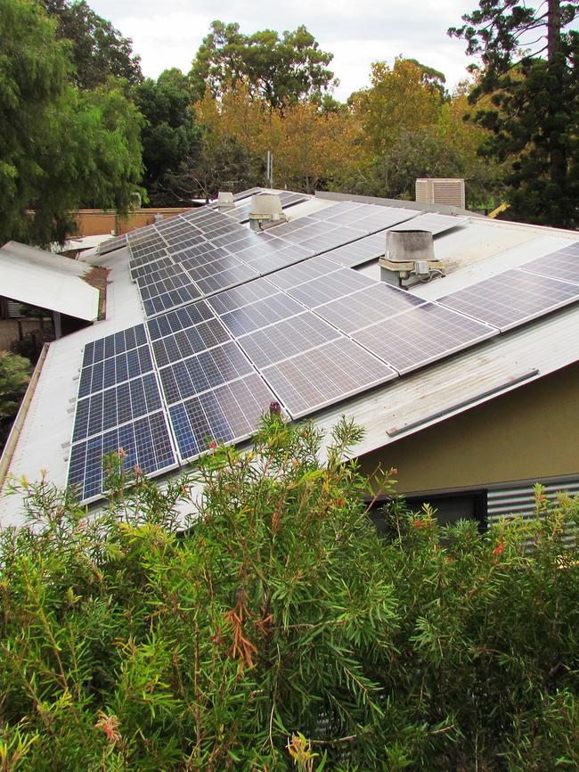 Solar panels on top of the animal health centre at Adelaide Zoo.