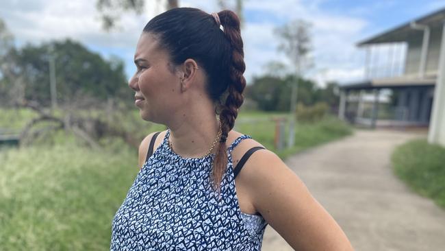 Pregnant First Nations woman Arika Appleby, 28, said that she had to move in with her parents in Townsville because she could not afford to adapt to rent increases. She sees home ownership as a pipeline dream but would like to do so for the stability of her children. Picture: Chris Burns