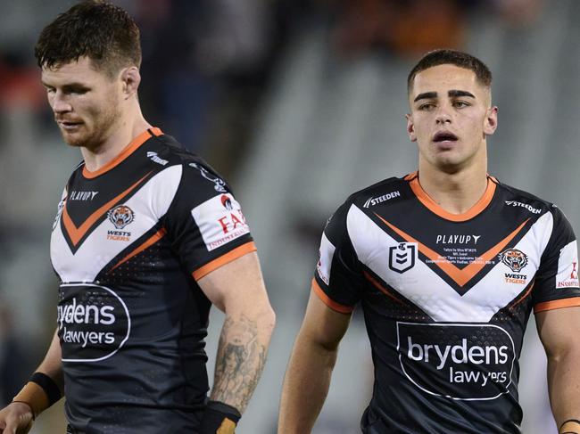 SYDNEY, AUSTRALIA - JUNE 17: Tallyn Da Silva of the Tigers is pictured during the round 16 NRL match between Wests Tigers and Melbourne Storm at Campbelltown Stadium on June 17, 2023 in Sydney, Australia. (Photo by Brett Hemmings/Getty Images)