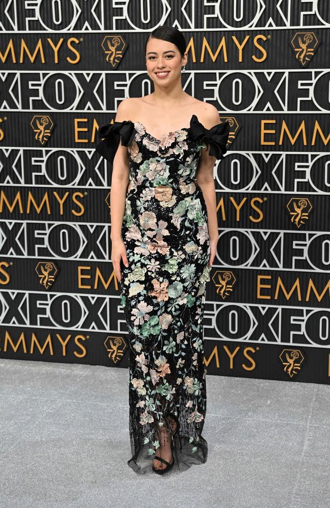 US actress Amber Midthunder on the silver carpet. Picture: AFP