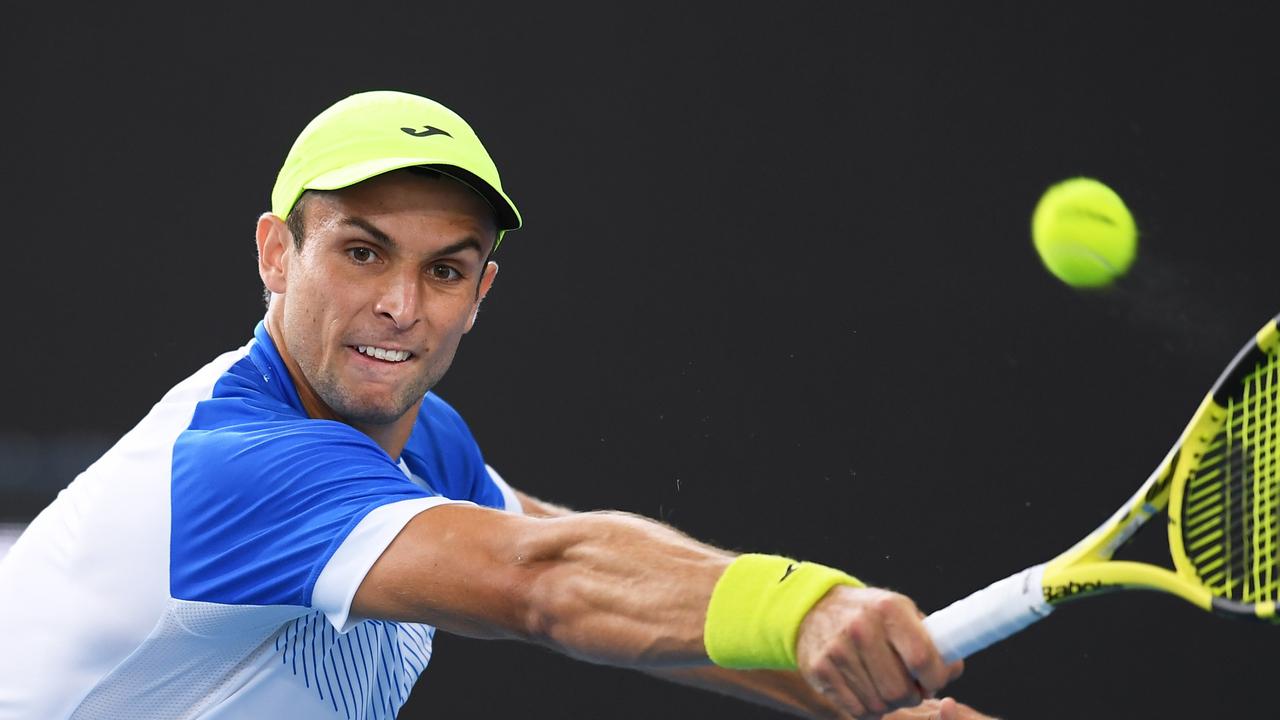 Aleksandar Vukic set Court 3 abuzz with a rousing upset. Picture: Mark Brake/Getty Images