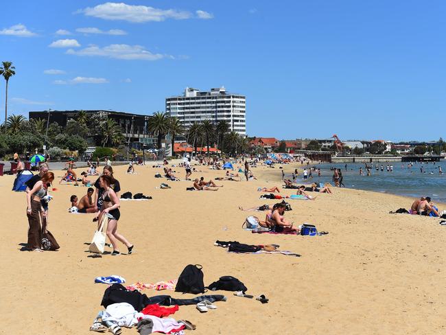 Melburnians cooled off at St Kilda beach. Picture: Josie Hayden