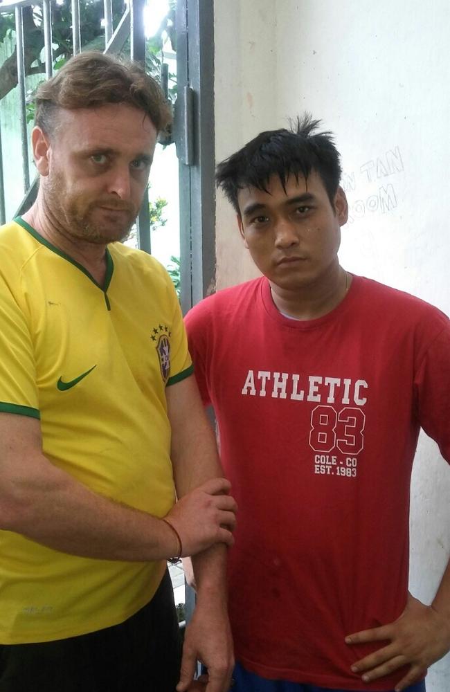 Stephens with Bali Nine cohort and cellmate Tan Duc Thanh Nguyen at Malang prison in East Java before Nguyen’s death from cancer in May this year.