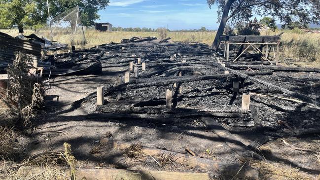 The Yulungah Primary School building after the fire burnt it to the ground. Picture: Jack Colantuono