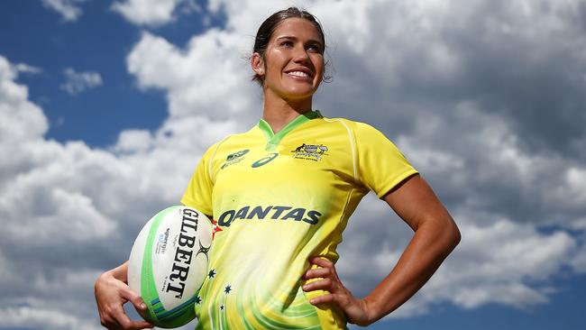 Charlotte Caslick poses during the Australian Sevens Jersey launch.