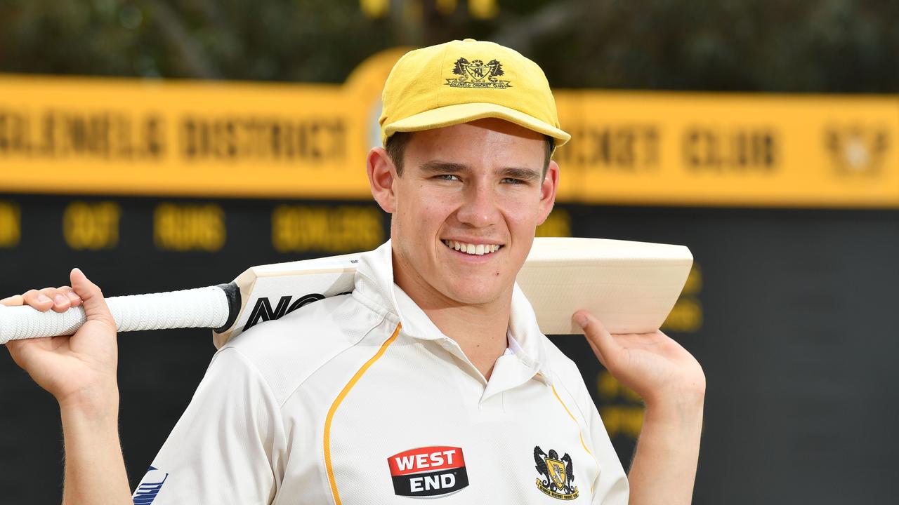 Glenelg cricketer, batsman Jake Winter poses for a photograph at Glenelg Oval (ACH Group Stadium), Adelaide on Monday the 12th of November 2018.  (AAP/ Keryn Stevens)