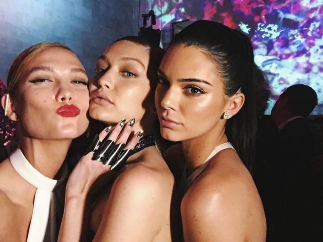 Karlie Kloss, Gigi Hadid and Kendall Jenner at the Met Gala. Picture: Instagram